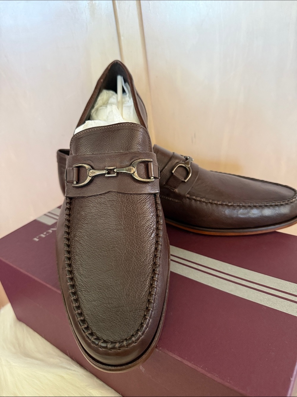 Bruno Magli 13M Praline Brown Leather Bit Men’s Loafers